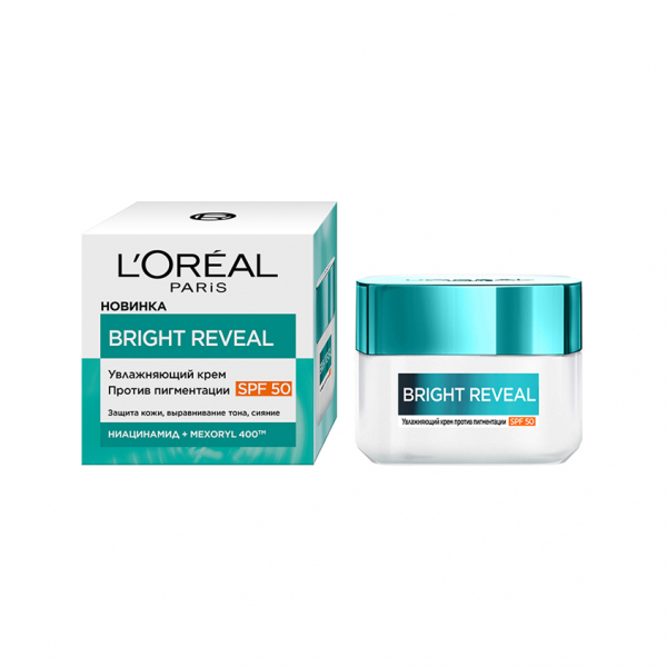 Крем для лица `LOREAL` BRIGHT REVEAL SPF 50 ниацинамид + mexoryl 400 (против пигментации увлажняющий) 50 мл